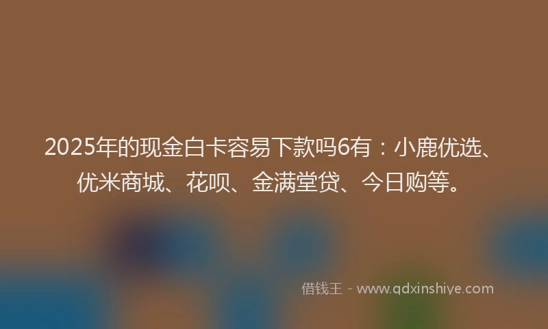 2025年的现金白卡容易下款吗6有：小鹿优选、优米商城、花呗、金满堂贷、今日购等。