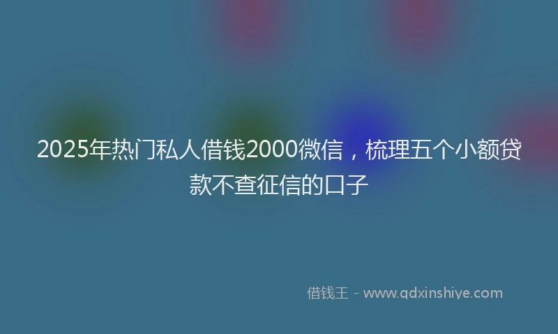 2025年热门私人借钱2000微信，梳理五个小额贷款不查征信的口子