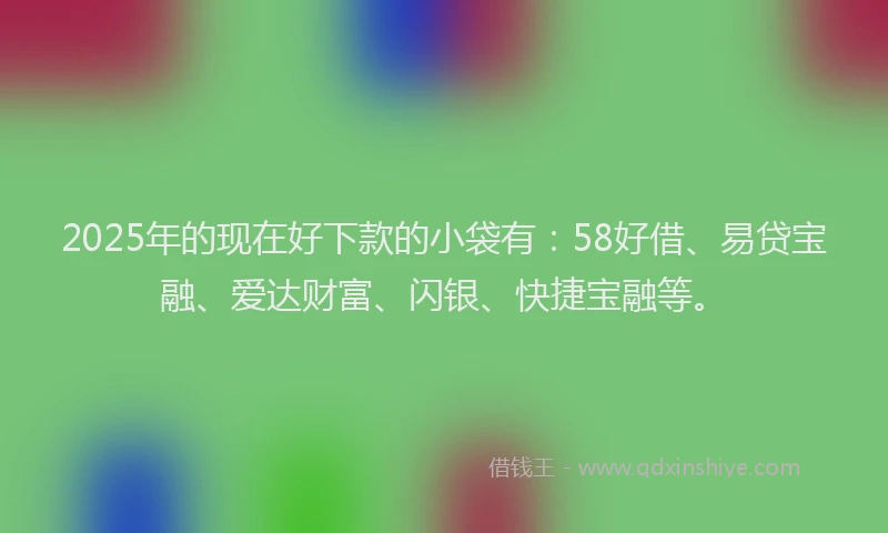 2025年的现在好下款的小袋有：58好借、易贷宝融、爱达财富、闪银、快捷宝融等。