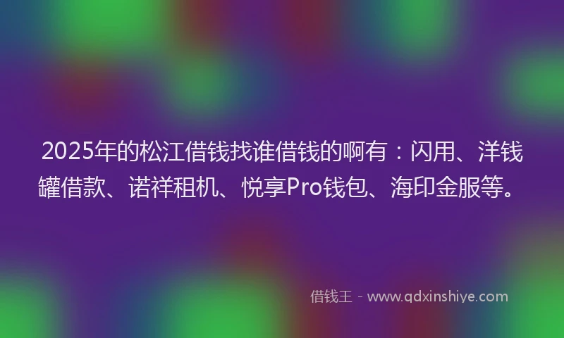 2025年的松江借钱找谁借钱的啊有：闪用、洋钱罐借款、诺祥租机、悦享Pro钱包、海印金服等。