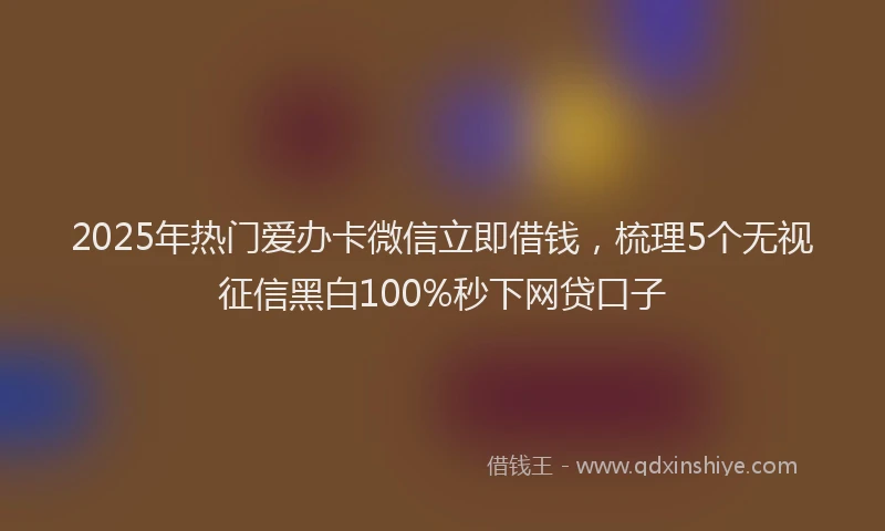 2025年热门爱办卡微信立即借钱，梳理5个无视征信黑白100%秒下网贷口子