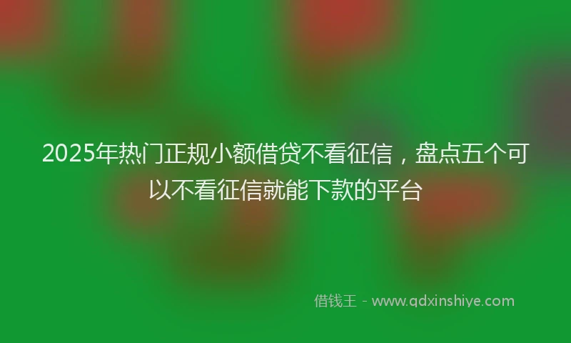 2025年热门正规小额借贷不看征信，盘点五个可以不看征信就能下款的平台