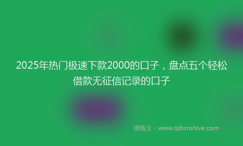 2025年热门极速下款2000的口子，盘点五个轻松借款无征信记录的口子