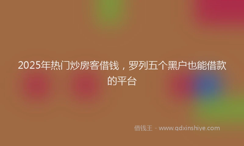 2025年热门炒房客借钱，罗列五个黑户也能借款的平台