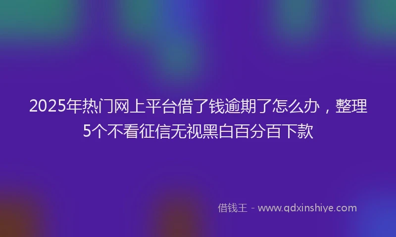 2025年热门网上平台借了钱逾期了怎么办，整理5个不看征信无视黑白百分百下款
