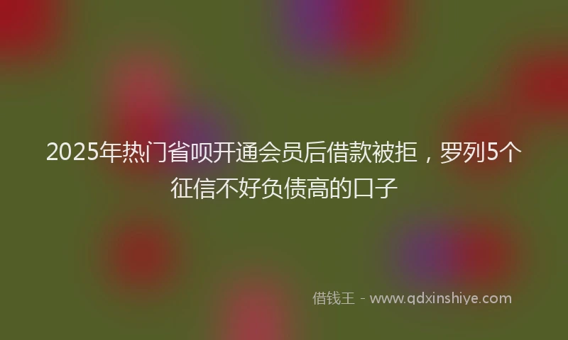 2025年热门省呗开通会员后借款被拒，罗列5个征信不好负债高的口子