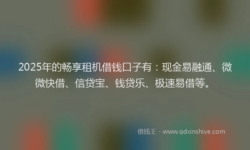 2025年的畅享租机借钱口子有：现金易融通、微微快借、信贷宝、钱贷乐、极速易借等。