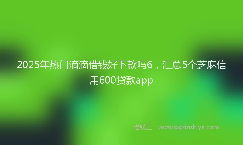2025年热门滴滴借钱好下款吗6，汇总5个芝麻信用600贷款app