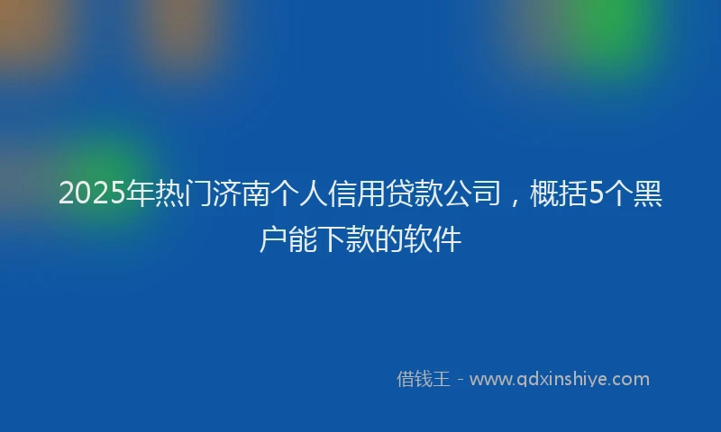 2025年热门济南个人信用贷款公司，概括5个黑户能下款的软件