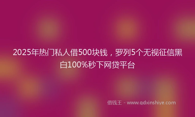 2025年热门私人借500块钱，罗列5个无视征信黑白100%秒下网贷平台