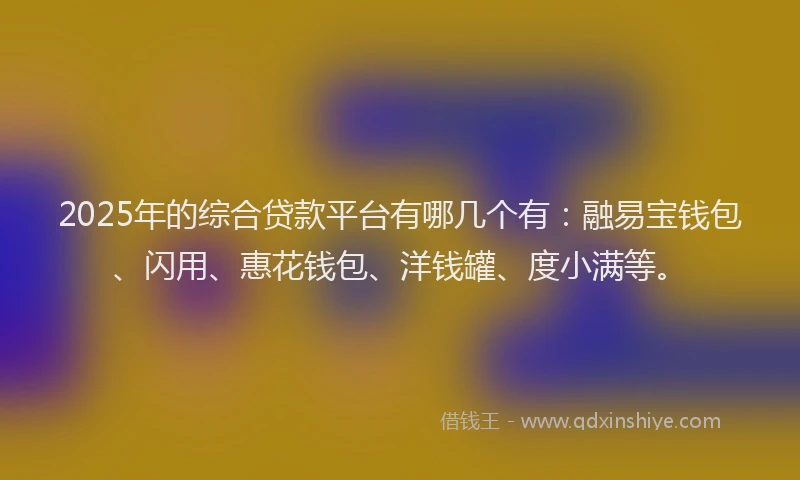 2025年的综合贷款平台有哪几个有：融易宝钱包、闪用、惠花钱包、洋钱罐、度小满等。