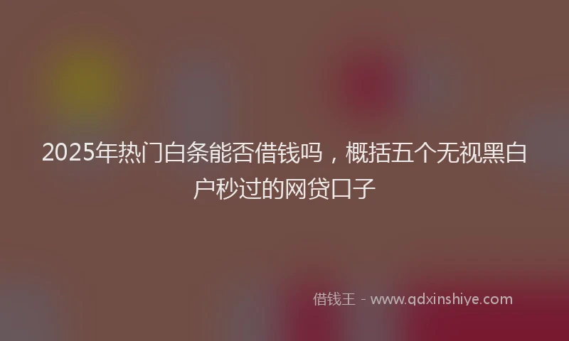 2025年热门白条能否借钱吗，概括五个无视黑白户秒过的网贷口子