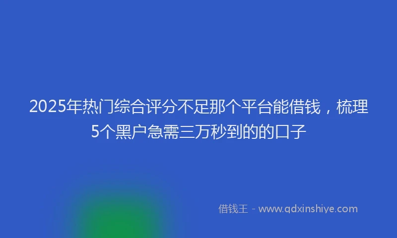 2025年热门综合评分不足那个平台能借钱，梳理5个黑户急需三万秒到的的口子