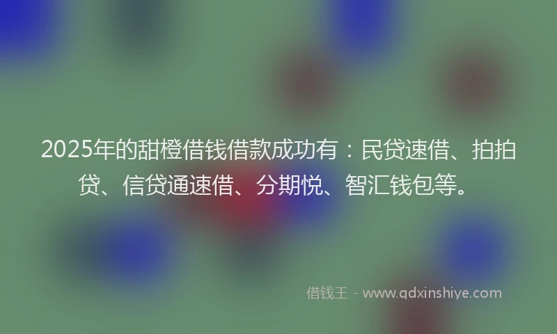 2025年的甜橙借钱借款成功有：民贷速借、拍拍贷、信贷通速借、分期悦、智汇钱包等。