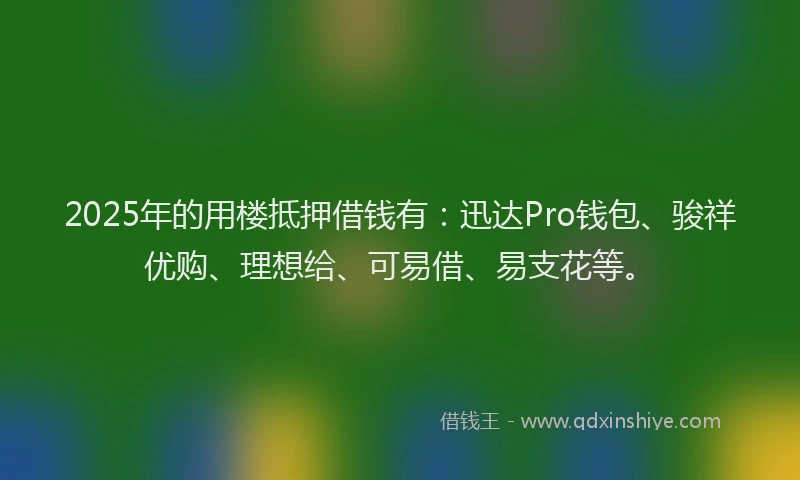 2025年的用楼抵押借钱有：迅达Pro钱包、骏祥优购、理想给、可易借、易支花等。