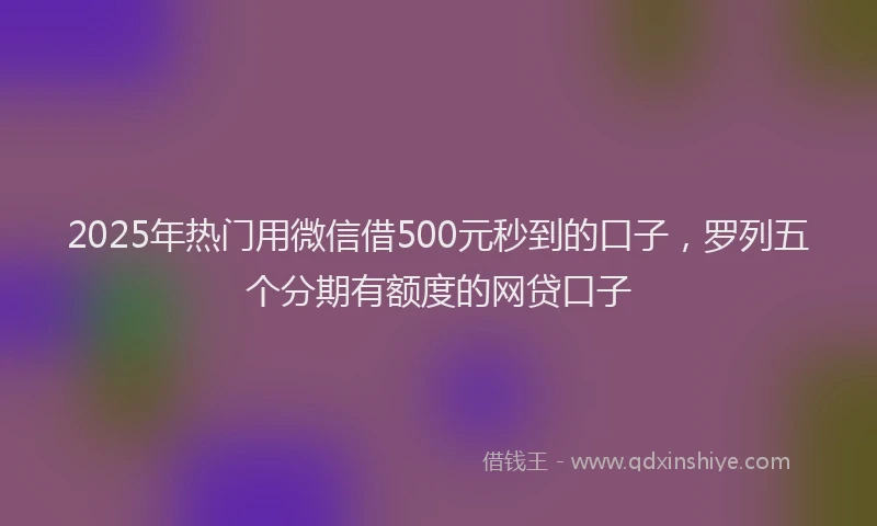 2025年热门用微信借500元秒到的口子，罗列五个分期有额度的网贷口子