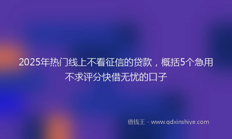 2025年热门线上不看征信的贷款，概括5个急用不求评分快借无忧的口子