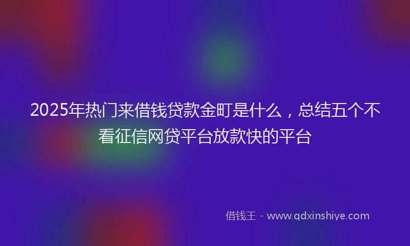 2025年热门来借钱贷款金町是什么，总结五个不看征信网贷平台放款快的平台