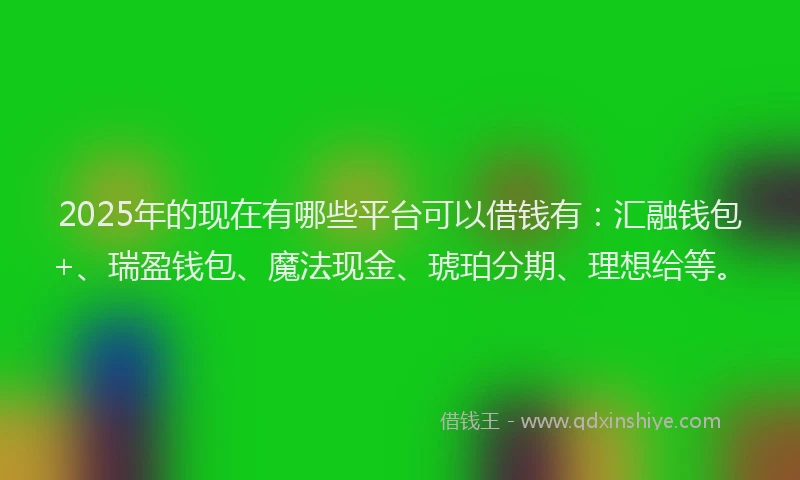 2025年的现在有哪些平台可以借钱有：汇融钱包+、瑞盈钱包、魔法现金、琥珀分期、理想给等。