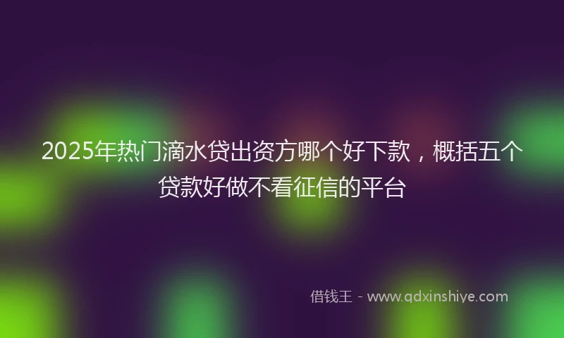 2025年热门滴水贷出资方哪个好下款，概括五个贷款好做不看征信的平台