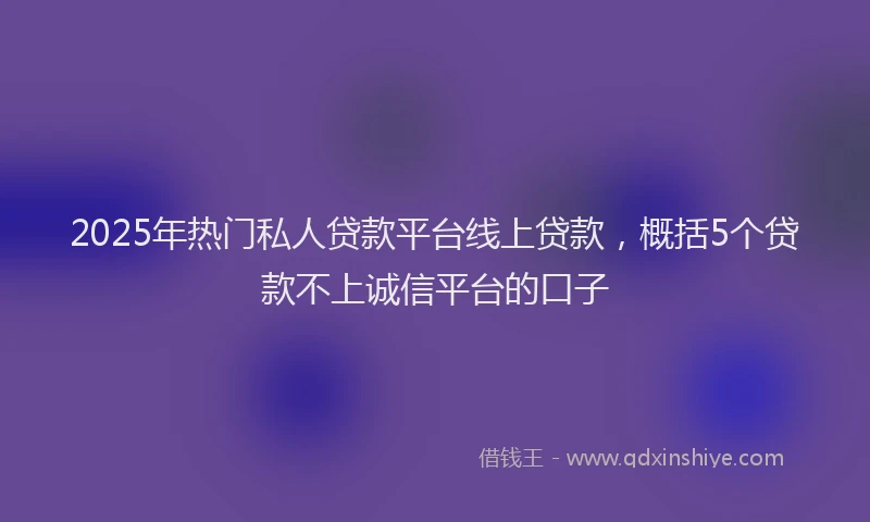 2025年热门私人贷款平台线上贷款，概括5个贷款不上诚信平台的口子