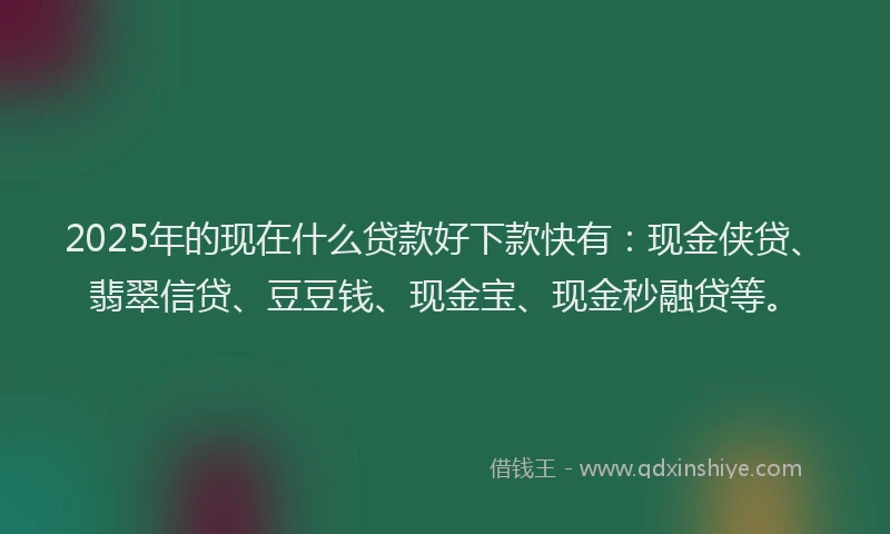 2025年的现在什么贷款好下款快有：现金侠贷、翡翠信贷、豆豆钱、现金宝、现金秒融贷等。