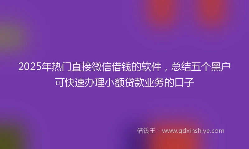 2025年热门直接微信借钱的软件，总结五个黑户可快速办理小额贷款业务的口子