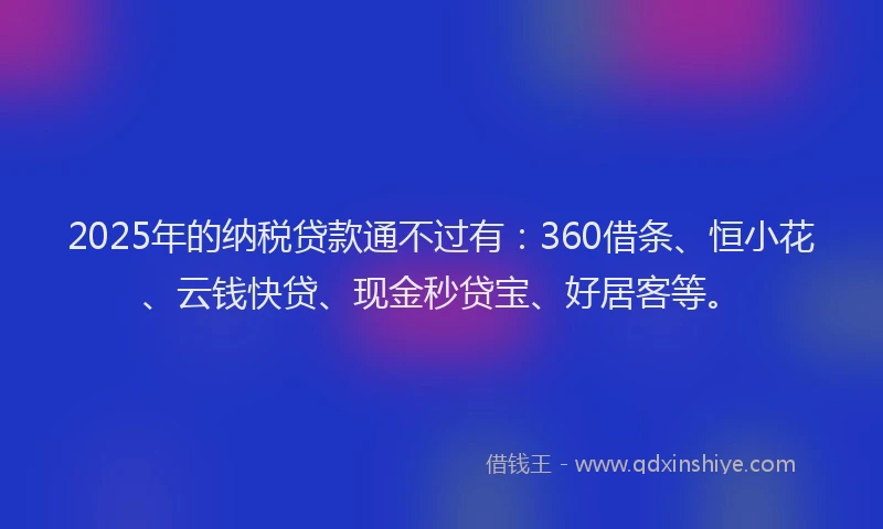 2025年的纳税贷款通不过有：360借条、恒小花、云钱快贷、现金秒贷宝、好居客等。