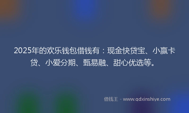 2025年的欢乐钱包借钱有：现金快贷宝、小赢卡贷、小爱分期、甄易融、甜心优选等。