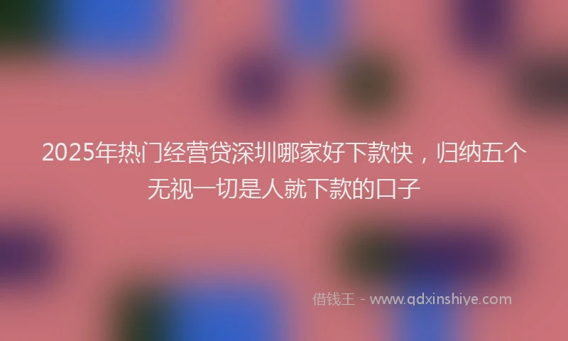 2025年热门经营贷深圳哪家好下款快，归纳五个无视一切是人就下款的口子