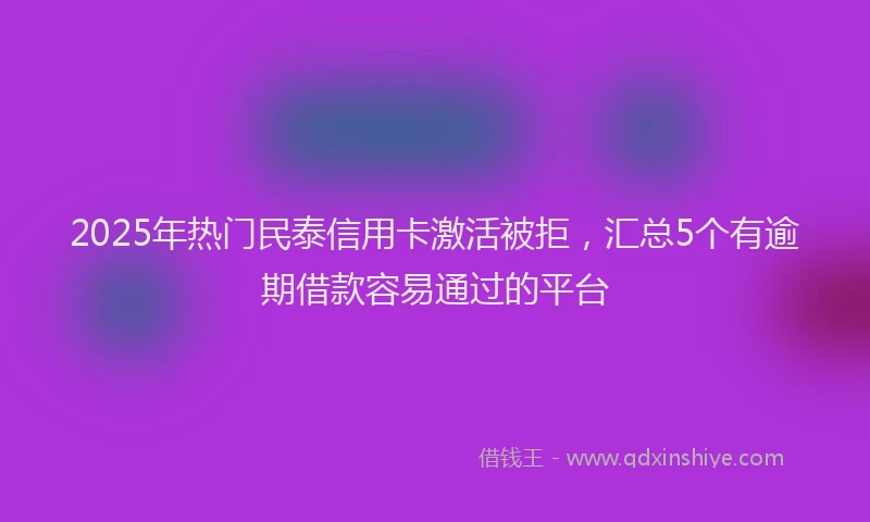 2025年热门民泰信用卡激活被拒，汇总5个有逾期借款容易通过的平台