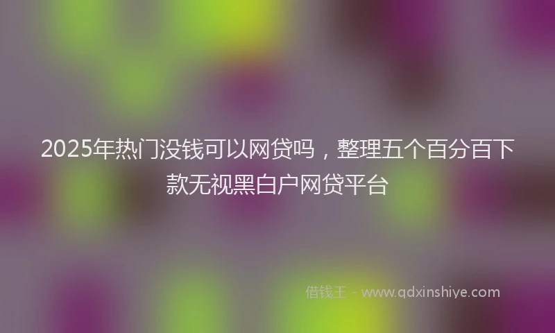 2025年热门没钱可以网贷吗，整理五个百分百下款无视黑白户网贷平台