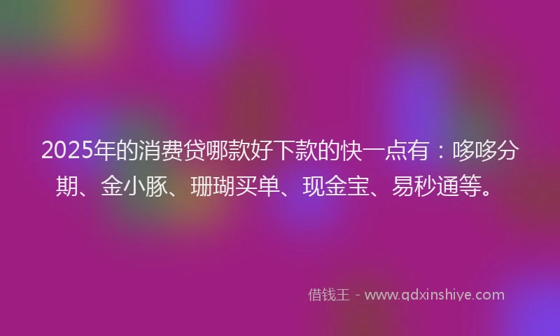 2025年的消费贷哪款好下款的快一点有：哆哆分期、金小豚、珊瑚买单、现金宝、易秒通等。