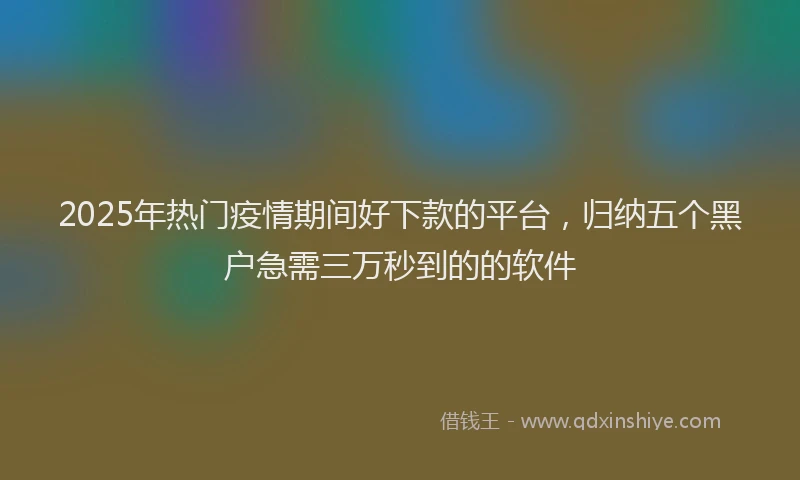 2025年热门疫情期间好下款的平台，归纳五个黑户急需三万秒到的的软件