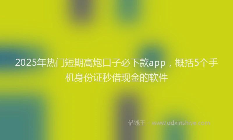 2025年热门短期高炮口子必下款app，概括5个手机身份证秒借现金的软件