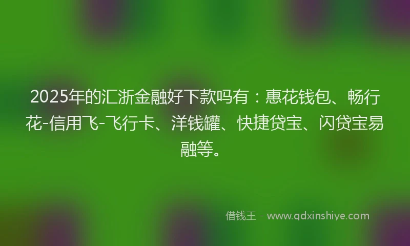 2025年的汇浙金融好下款吗有：惠花钱包、畅行花-信用飞-飞行卡、洋钱罐、快捷贷宝、闪贷宝易融等。
