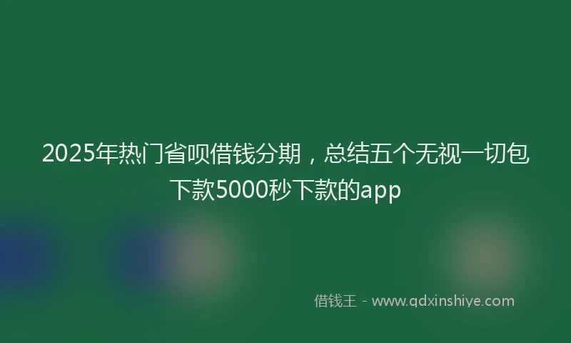 2025年热门省呗借钱分期，总结五个无视一切包下款5000秒下款的app