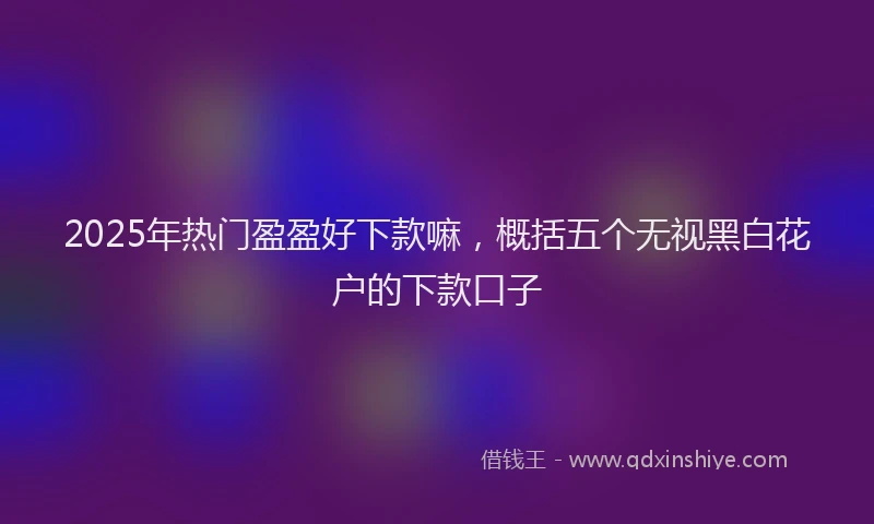 2025年热门盈盈好下款嘛，概括五个无视黑白花户的下款口子