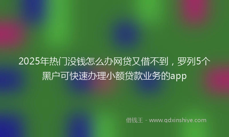 2025年热门没钱怎么办网贷又借不到，罗列5个黑户可快速办理小额贷款业务的app