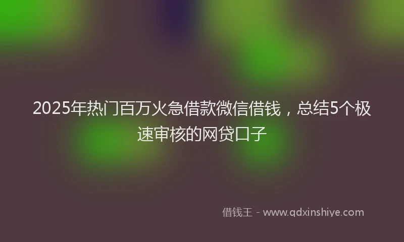 2025年热门百万火急借款微信借钱，总结5个极速审核的网贷口子