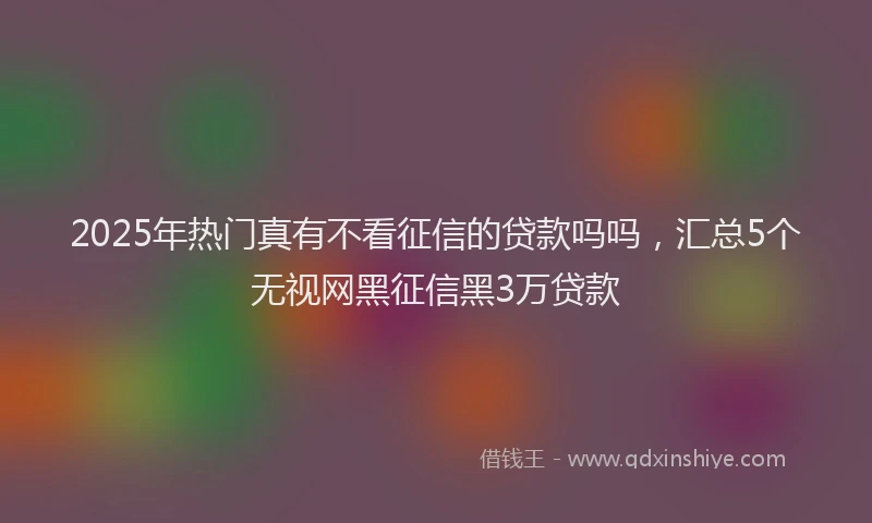 2025年热门真有不看征信的贷款吗吗，汇总5个无视网黑征信黑3万贷款