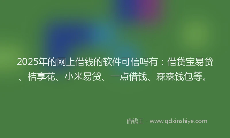 2025年的网上借钱的软件可信吗有：借贷宝易贷、桔享花、小米易贷、一点借钱、森森钱包等。
