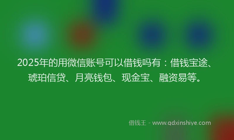 2025年的用微信账号可以借钱吗有：借钱宝途、琥珀信贷、月亮钱包、现金宝、融资易等。