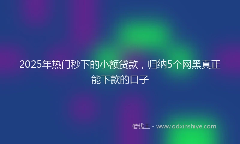2025年热门秒下的小额贷款，归纳5个网黑真正能下款的口子