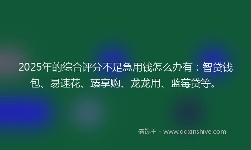 2025年的综合评分不足急用钱怎么办有：智贷钱包、易速花、臻享购、龙龙用、蓝莓贷等。
