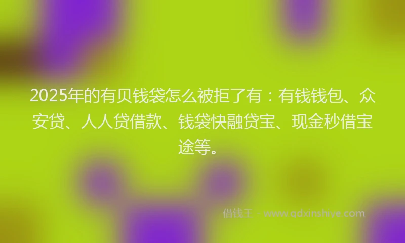 2025年的有贝钱袋怎么被拒了有：有钱钱包、众安贷、人人贷借款、钱袋快融贷宝、现金秒借宝途等。