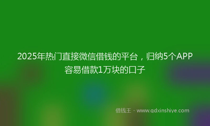 2025年热门直接微信借钱的平台，归纳5个APP容易借款1万块的口子