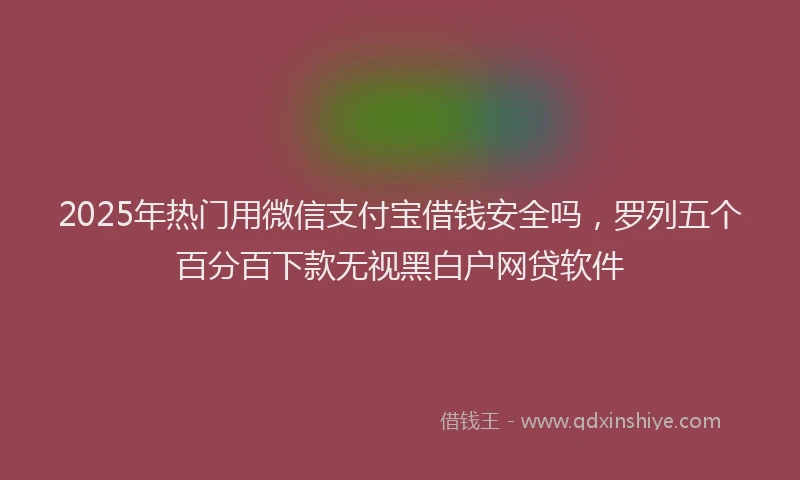 2025年热门用微信支付宝借钱安全吗，罗列五个百分百下款无视黑白户网贷软件