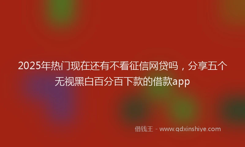 2025年热门现在还有不看征信网贷吗，分享五个无视黑白百分百下款的借款app