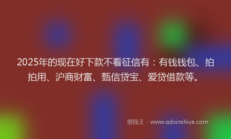 2025年的现在好下款不看征信有：有钱钱包、拍拍用、沪商财富、甄信贷宝、爱贷借款等。